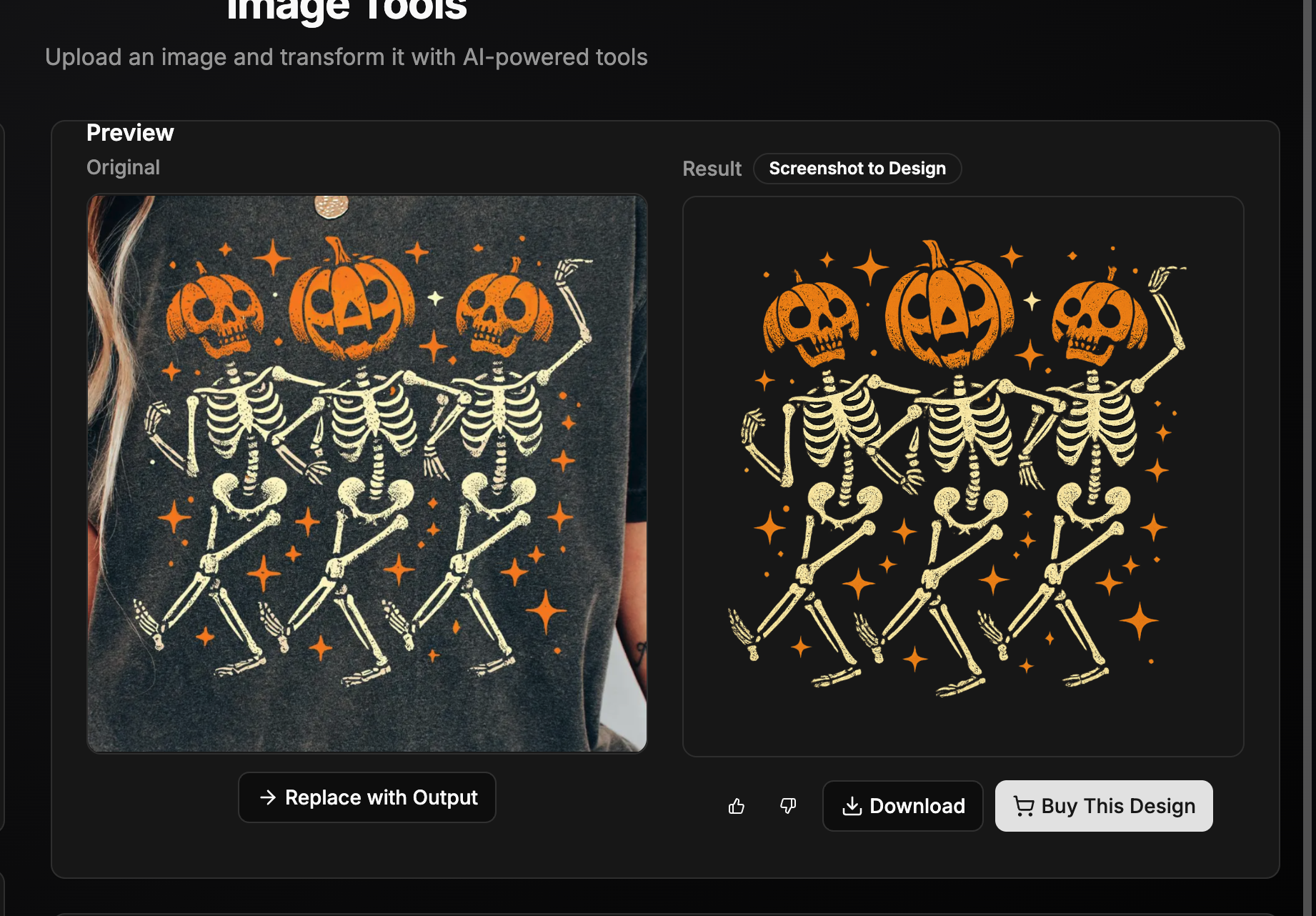 Screenshot to design transformation before and after