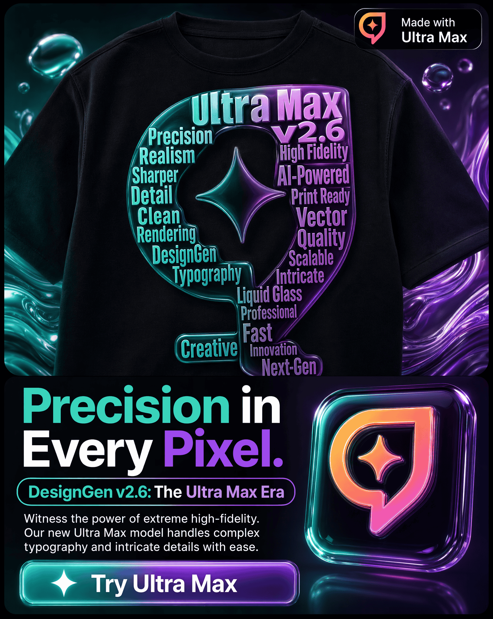 Ultra Max launch artwork highlighting the one-click screenshot-to-design workflow inside Image Studio.